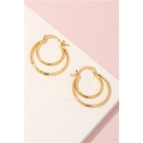Fame Pincatch Double Circle Hoop Earrings - Picture 2 of 3